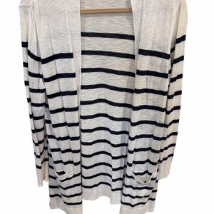Old Navy Striped Open-Front Cardigan - White & Navy